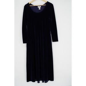 Soft Surroundings Santiago Velvet Maxi Dress Sz M Petite Midnight Blue Stretch